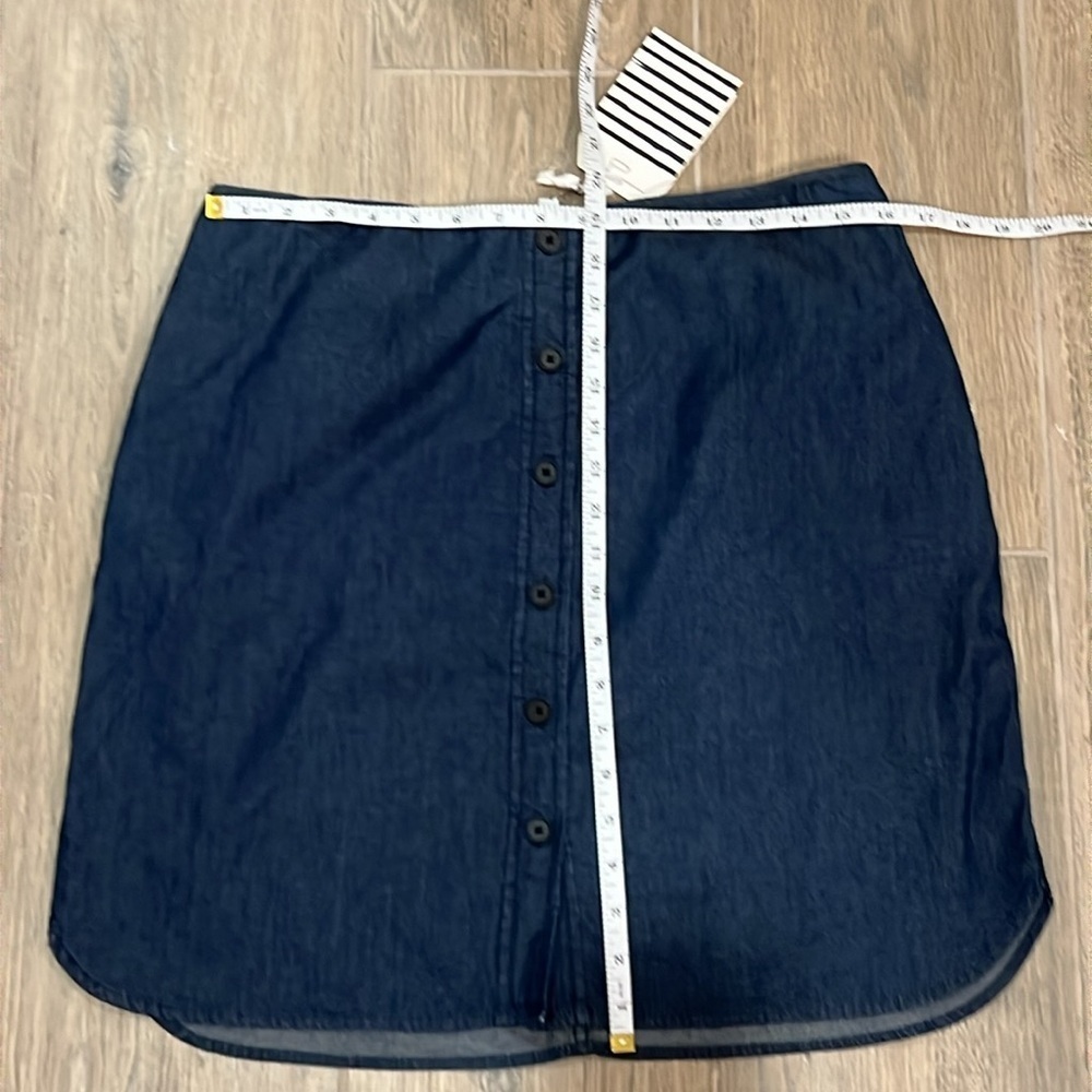 Reed Brand Women’s Jean Skirt Button Up NWT Dark Blue Mini Midi Shirttail Cotton - Picture 8 of 11